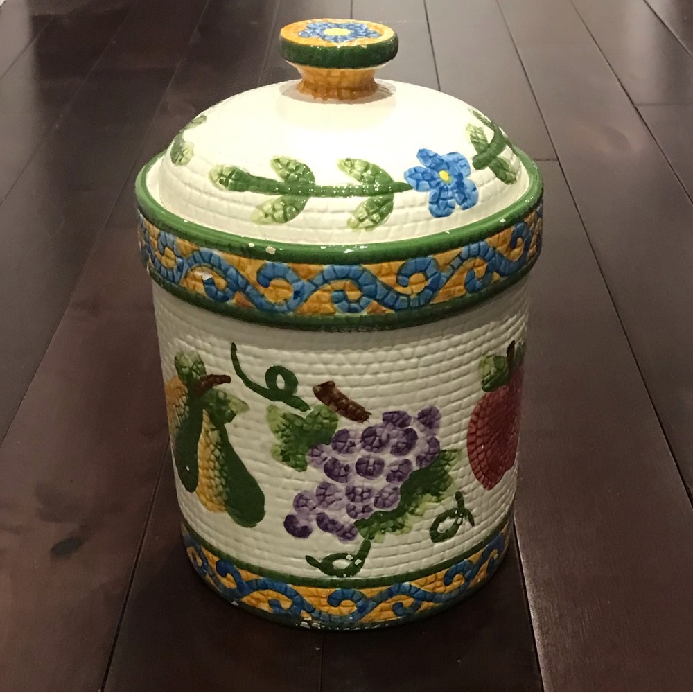 Vintage Fruit Motif Cookie Jar